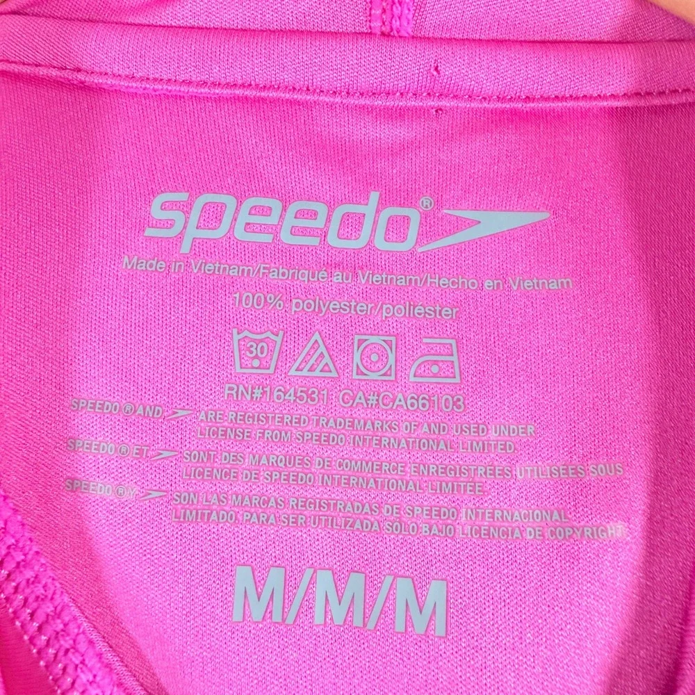 Speedo Women's Long Sleeve Rash‎ Guard Swim Hoodie Rose Violet Size M